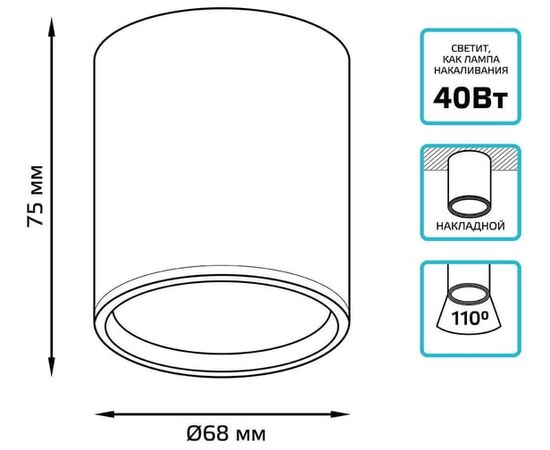  Светильник GAUSS Overhead HD022 6 Вт, белый 