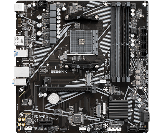  MB sAM4 Gigabyte B550M K AMD B550 4xDDR4 mATX AC`97 8ch(7.1) GbLAN RAID+HDMI+DP 