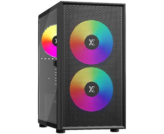  Корпус XASTRA A305M 3ARGB Black (A305M-2FC14A-1FC12A-D) mATX/Mesh  tempered glass 2x140mm + 1x120mm ARGB PWM fans Door 