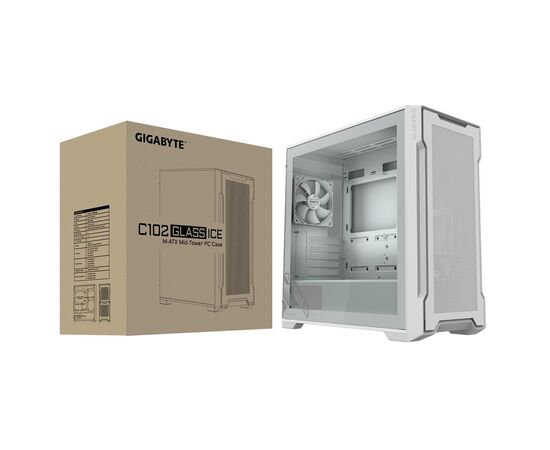  Корпус Gigabyte C102G (GB-C102GI) MidTower, mATX, USB3.0x2, Audio I/O, GPU:410mm, White 