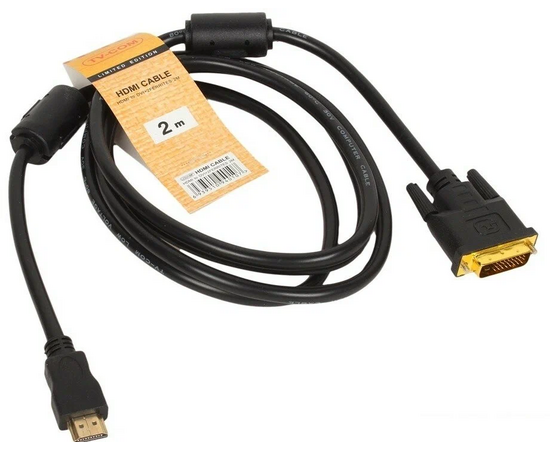  Кабель TV-com LCG135F-2M HDMI to DVI-D (19M-25M) 2м, 2 фильтра 