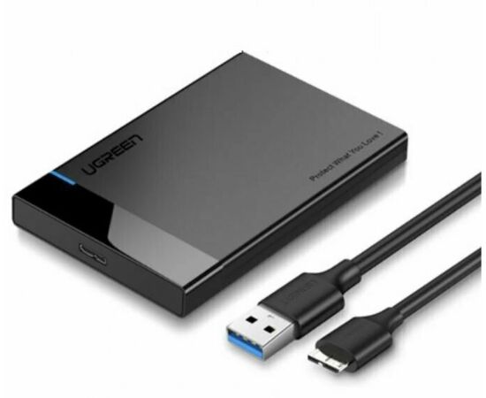  Внешний корпус для HDD UGREEN US221 30848 2.5 Inch Hard Drive Box with Micro-B to USB-A 3.0 Cable Black 