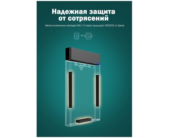  Внешний корпус для HDD UGREEN US221 30848 2.5 Inch Hard Drive Box with Micro-B to USB-A 3.0 Cable Black 