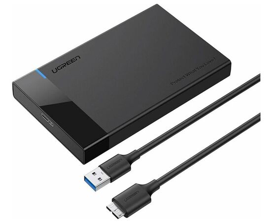  Внешний корпус для HDD UGREEN US221 30848 2.5 Inch Hard Drive Box with Micro-B to USB-A 3.0 Cable Black 