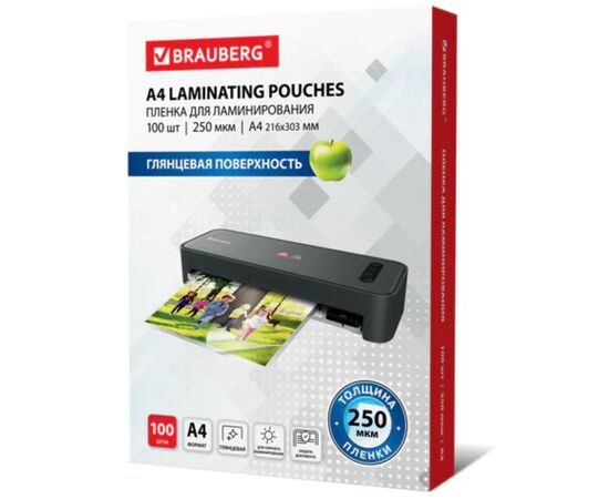  Пленки-заготовки для ламинирования BRAUBERG 530897 А4 250мкм 100шт 