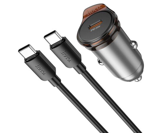  АЗУ HOCO NZ16 Rigorous single port PD30W car charger set (C To C ) Metal grey 