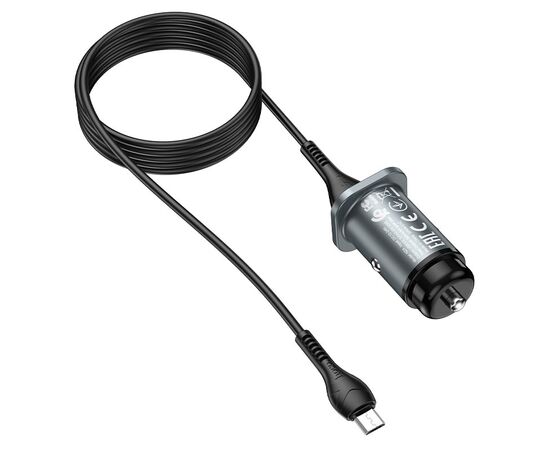  АЗУ HOCO NZ4 Wise2USB 4800mA, кабель микро USB серый 
