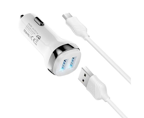  АЗУ HOCO Z40 Superior 2USB кабель микро USB белый 