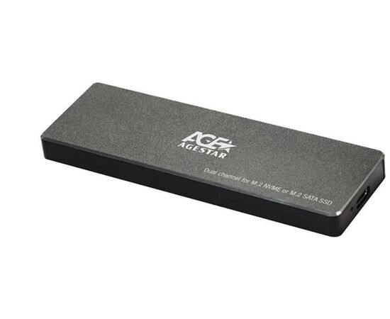  Внешний корпус SSD AgeStar 31UBVS6C NVMe/SATA USB3.0 алюминий черный M2 2280 B/M-key 